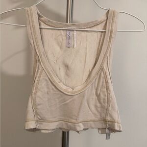 Urban Outfitters Cream Ribbed Crop Top